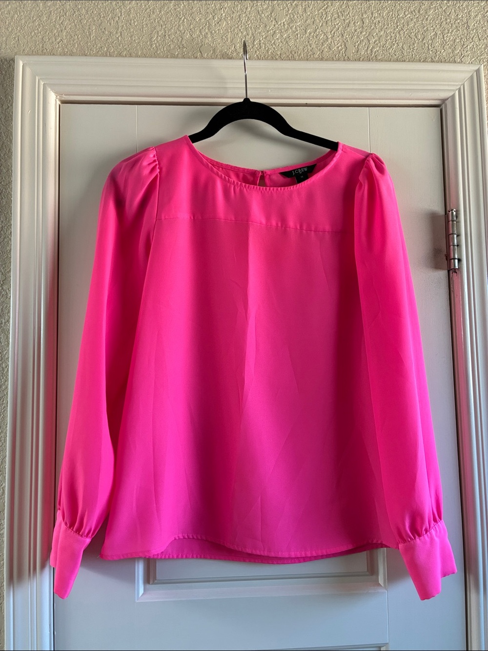 J. Crew Bright Hot Pink Long Sleeve Blouse